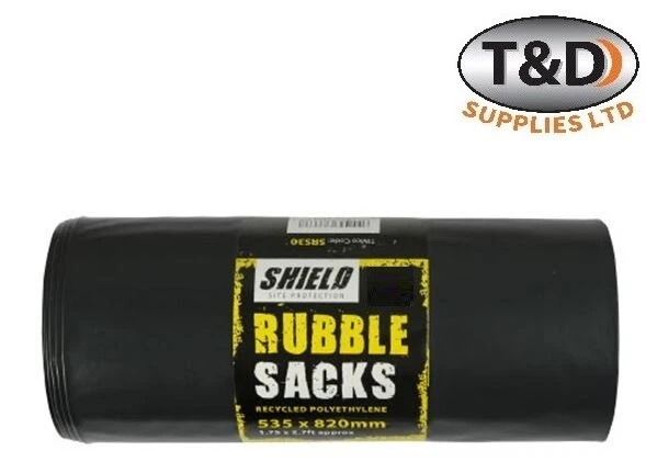 Extra große robuste schwarze Säcke - Schutt & Gartenabfallsäcke für Bauherren