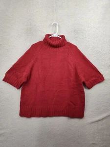 Venezia Women Sweater 22/24 Red Acrylic Blend Short Sleeve Knitted Turtle Neck - Picture 1 of 16