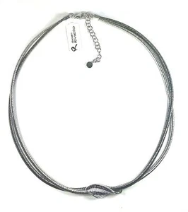 COLLANA COLLIER DONNA ARGENTO 925 RIVIELLO ORIGINAL DOPPIO FILO SILVER SWAROVSKI - Picture 1 of 1