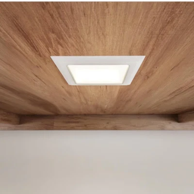 Halo 9" Blanco Empotrado Luz de Techo Ajuste Cuadrado Vidrio Lente Albalita JUEGO DE DOS Foto 1 de 4