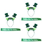  3 Sets Green Hat St. Patricks Day Sash Irish Headpiece Belt