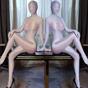 Women's Ultra Thin Sheer Shiny Open Crotch Catsuit Mask Gloves Bodysuit Jumpsuit - Picture 1 of 19