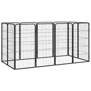 vidaXL 12-Panel Dog Playpen Black 50x100 cm Powder-coated Steel BMG - Picture 1 of 7
