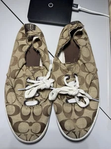 Coach Katie canvas slip on sneakers Size 7B - Picture 1 of 3