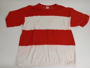 Camiseta retro vintage de malla tejida Indy L timbre recortado rojo blanco surfista - Imagen 1 de 14