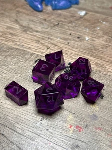 RAW* Dice: Purple Agate _ Resin-Cast Dice Set  *See Description* Handmade D&D - Picture 1 of 4