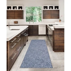 Linon Washable Lathan Polyester 2'x8' Rug in Gray - Picture 1 of 17