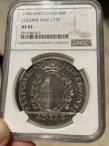 Lucerne Luzerne Swiss Cantons Switzerland Silver 1796 Taler NGC XF45 - Picture 1 of 2