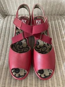 Ladies fly London Open Toe Sandals Size UK 5 Red (Lipstick Red) Worn Once. - Imagen 1 de 12