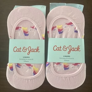 Cat & Jack Girls 3 Pack/Pairs Unicorn Liner Socks Size Large Shoe 3-10 NEW - Picture 1 of 3