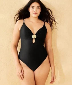 Traje de baño de una pieza descarado de pierna alta con herrajes metálicos para mujer - Tono XL - Imagen 1 de 5