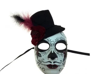 Day of the Dead Half Mask - Male - Costume Accessory - Adult Teen - Picture 1 of 4
