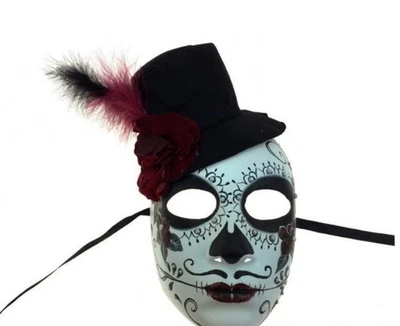 Day of the Dead Half Mask - Male - Costume Accessory - Adult Teen - Image 1 of 4