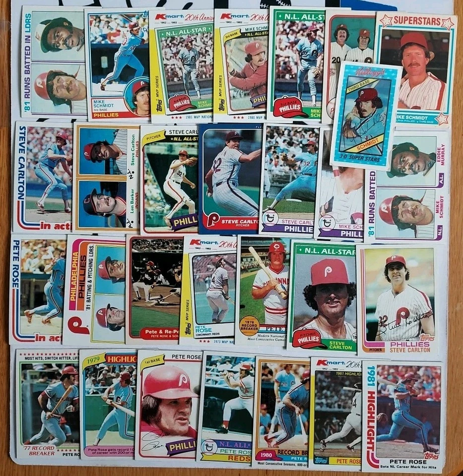 MLB Baseball Vintage Pete Rose Mike Schmidt Steve Carlton Topps Fleer Lot x29 - Image 1 of 1