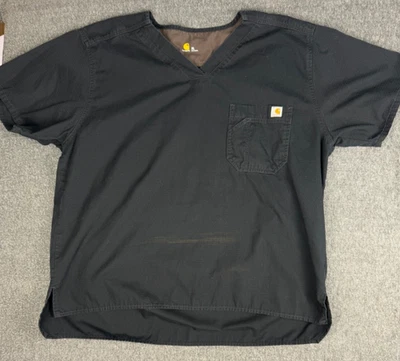 Carhartt Scrub Top Unisex XL Black Pocket V Neck Short Sleeve - Image 1 of 4