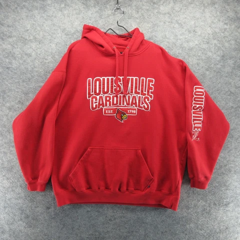 Louisville Cardinals Hoodie Mens 3XL Red Sweatshirt Sweater Pullover College Cover