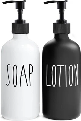 Juego de baño dispensador de jabón contiene dispensador de jabón y dispensador de loción. Gla... Foto 1 de 4