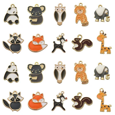 50x Enamel Animal Charm Koala Deer Giraffe Panda Pendants for Jewelry Making - Изображение 1 из 4