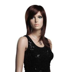 Fashion Medium Long Brown Natural Straight Women Cosplay Hair Wig Full Wigs +Cap - Picture 1 of 6