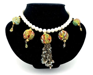 Lovely Michal Negrin Necklace Colorful Crystal Balls Special Handwork #549# - Picture 1 of 21