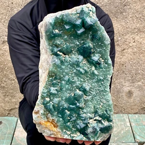 12.6LB Natural super beautiful green fluorite crystal ore standard sampl - Picture 1 of 16
