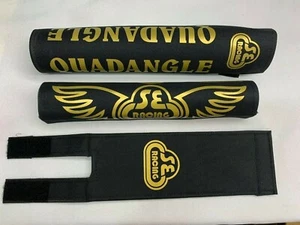 SE QUADANGLE Juego de Almohadillas Marco Manillar Barra Vástago bmx20" Re Hecho Negro Oro - Imagen 1 de 2