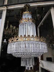 Antique French Baccarat Crystal Chandelier 6 bulbs 1950s 20in Diameter - Picture 1 of 10