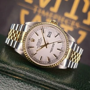 ROLEX DATEJUST 16233 36MM P SERIAL STEEL 18K YELLOW GOLD JUBILEE WHITE DIAL B&P - Picture 1 of 12