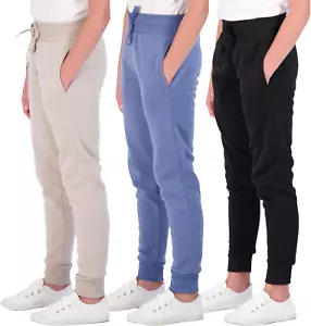 3 Pack: Girls' Fleece Joggers Soft Active Performance Casual Sweatpants(Ages 7-1 - Picture 1 of 4