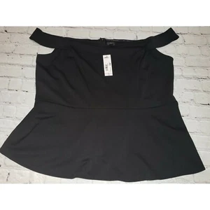 Blusa para mujer Worthington negra hombro frío talla grande 2XL cremallera trasera - Imagen 1 de 3
