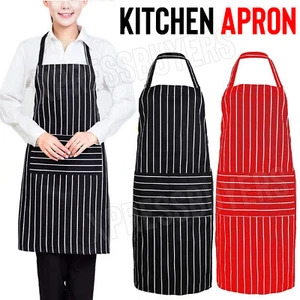 Apron Hanging Neck Cooking Kitchen Apron Bib Baking Bar BBQ Chefs w/ 2 Pockets - Picture 1 of 14
