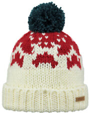 Barts Beanie Pompom Hat Ski Cap White Baigh Coarse Knit Fleece