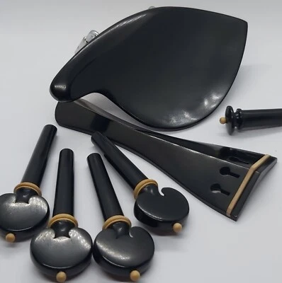 MONTATURA VIOLINO 4/4 IN EBANO QA MENTONIERA CORDIERA PIROLI BOTTONE MODEL HILL - Immagine 1 di 4