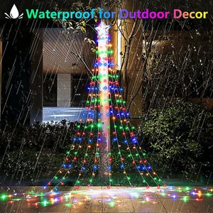 350 LED Solar String Lights Waterfall Christmas Tree Garden Party Outdoor Decor - Picture 1 of 13