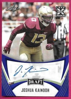 2021 Leaf Signature Football JOSHUA KAINDOH Autograph Blue Parallel Rookie XRC - Image 1 of 2