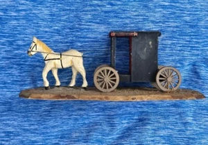 Erzgebirge Vintage Horse & Buggy Germany Wooden Putz Miniature  - Picture 1 of 8