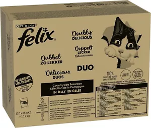 Felix Cat Food Wet in Jelly, Variety of Flavours, Large Pack of 120 (120 x 85 g) - Bild 1 von 8