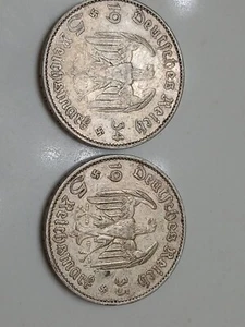 Zwei (2) Deutschland 5 Mark, .900 Silbermünzen GARNISONSKIRCHE 1934 & 1935 (LOT 1) - Bild 1 von 6