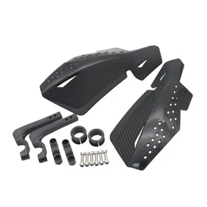 Motorcycle Handlebar Handguard Shield Protector ATV Dirt Pit Carbon Fiber Black  - Picture 1 of 12