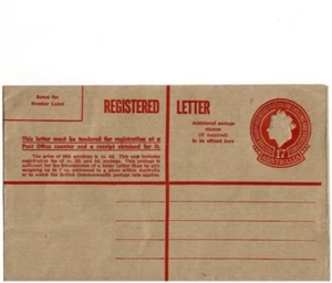 Stamp 1957 pre-printed embossed registered 1/7d QE2 official envelope cat R40 - Picture 1 of 2