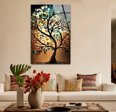 Life of Tree Brown Glass Wall Art - Image 1 of 4