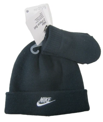 Nike Baby Boys Beanie and Mittens 2 Piece Set Obsidian 12-24 M $24 - Image 1 of 2