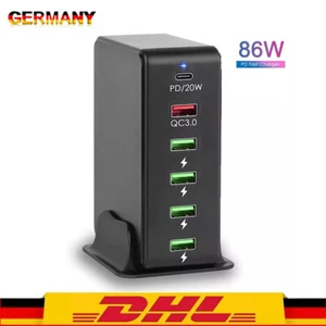 USB Type-C Ladegerät 6 Port 65W , Mehrfach Ladestation für Desktop, 6 Anschlüsse - Zdjęcie 1 z 10