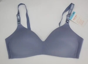 NEW WARNER'S no side effects BRA 1056 extra side coverage wire free 36C BLUE - Picture 1 of 4