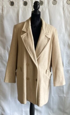 Abrigo Crema Mezcla Lana Herman Kay Vintage - Talla 16 Foto 1 de 4