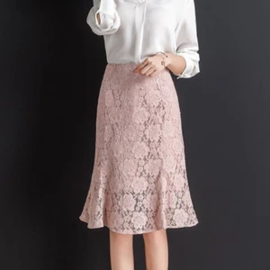 Gonna donna pizzo coda di pesce vita alta sirena midi casual slim bodycon retrò - Foto 1 di 18