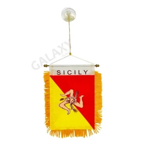Sizilien Flagge Mini Banner / doppelseitige Mini Sizilien Auto Fensterfahne - Bild 1 von 1