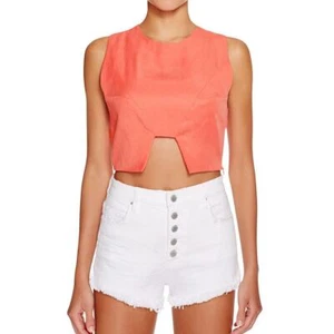 KENDALL + KYLIE NEW Women's Porcelain Rose Seamed Crop Casual Shirt Top XS TEDO - Picture 1 of 4