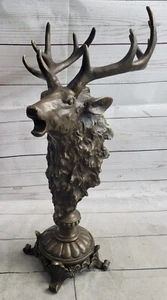Stunning Vintage Bronze Cast Aluminium Stag Deer Garden Sculpture Or Statue - Picture 1 of 10