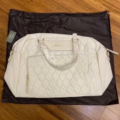 Bella Russo Quilted Weekender Duffle Bag Cream Travel Tote 17.7 in NWT Dust Bag - Image 1 of 4